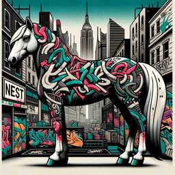 a horse, graffiti generated by DALL·E 2